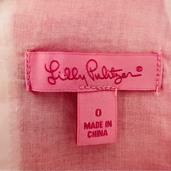 LILLY PULITZER Annabelle Pink White Halter Tank Top Blouse Size 0 - Picture 7 of 11